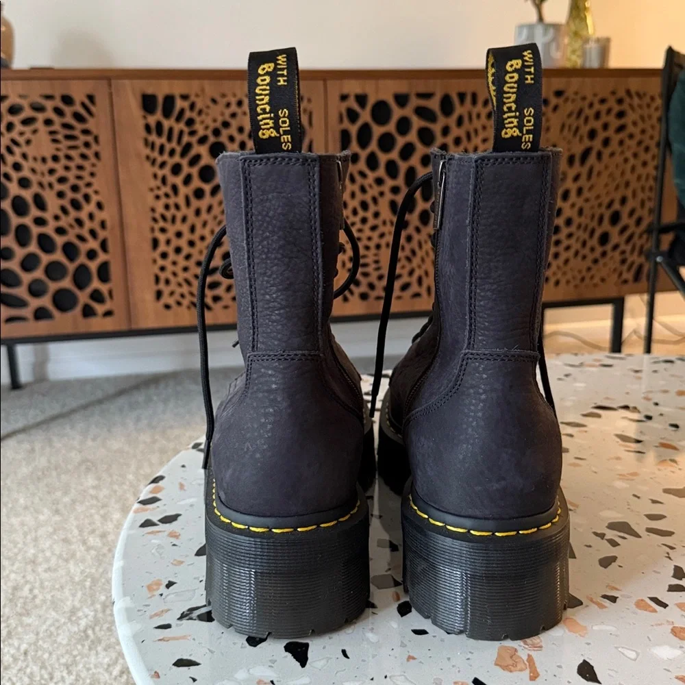 Dr. Martens Jadon 3 Nubuck platform Boots with Yellow Stitching - Picture 2 of 5